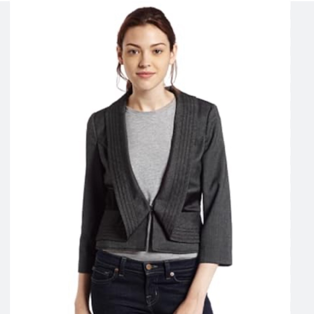 XOXO Women's Charcoal Blazer with Black Accents